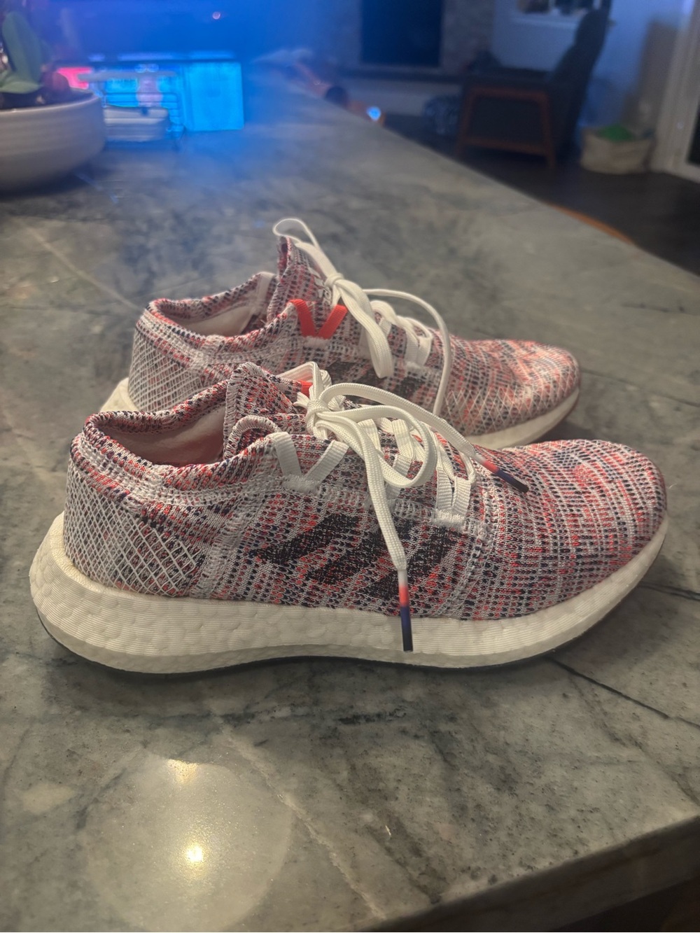 Women’s Pure Boost Knit Running Sneakers - Pink/White - 7